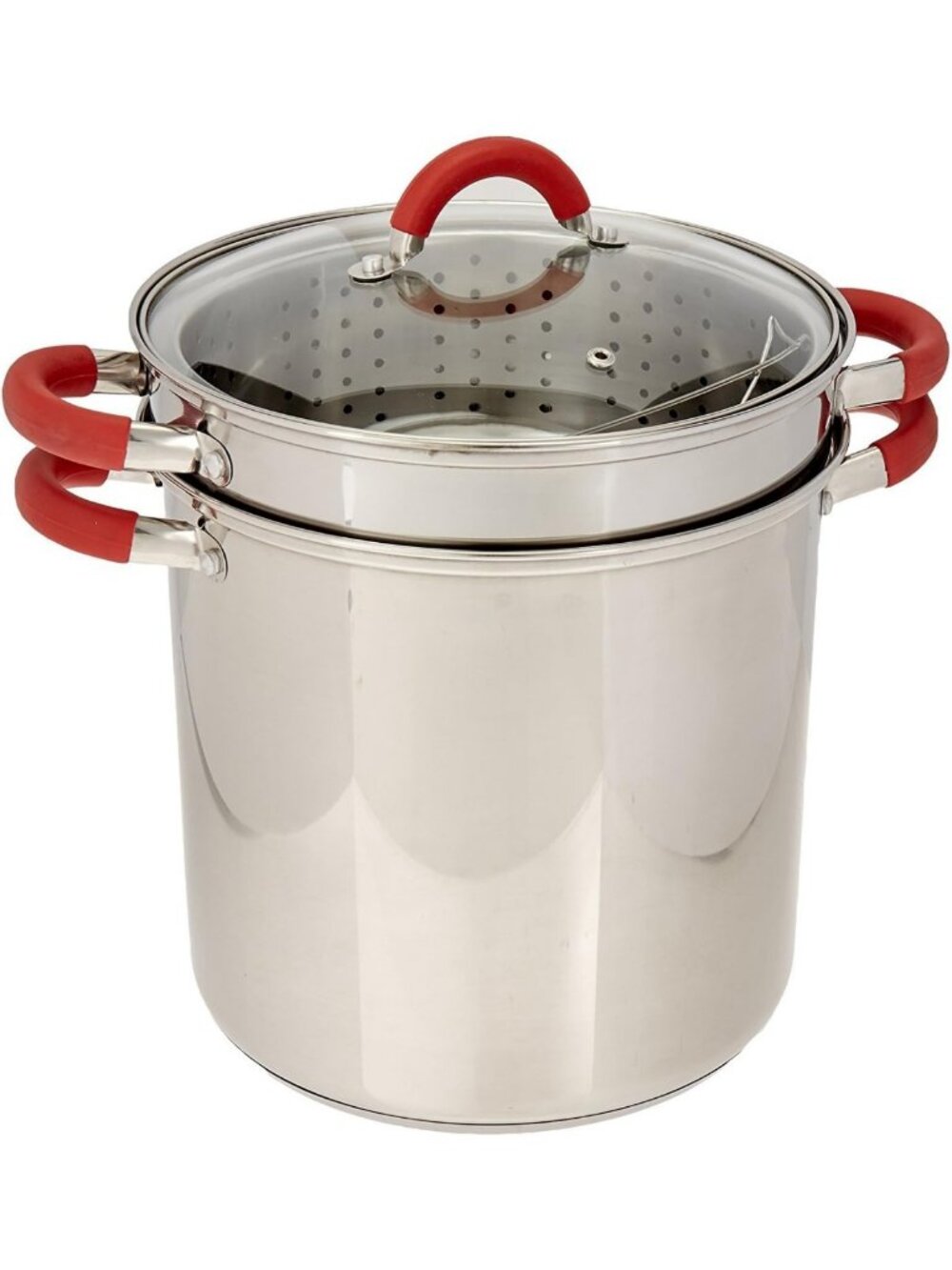 8 Qt Multifunction Stainless Steel Pasta Cooker with Vented Lid & Silicone